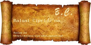 Balsai Cipriána névjegykártya